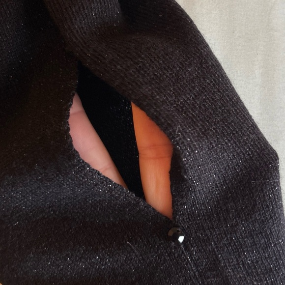 MiXT by Heidi Weisel Size 2x Black Cut Out Slit Sleeve Sweater Women lightweight - Picture 3 of 7